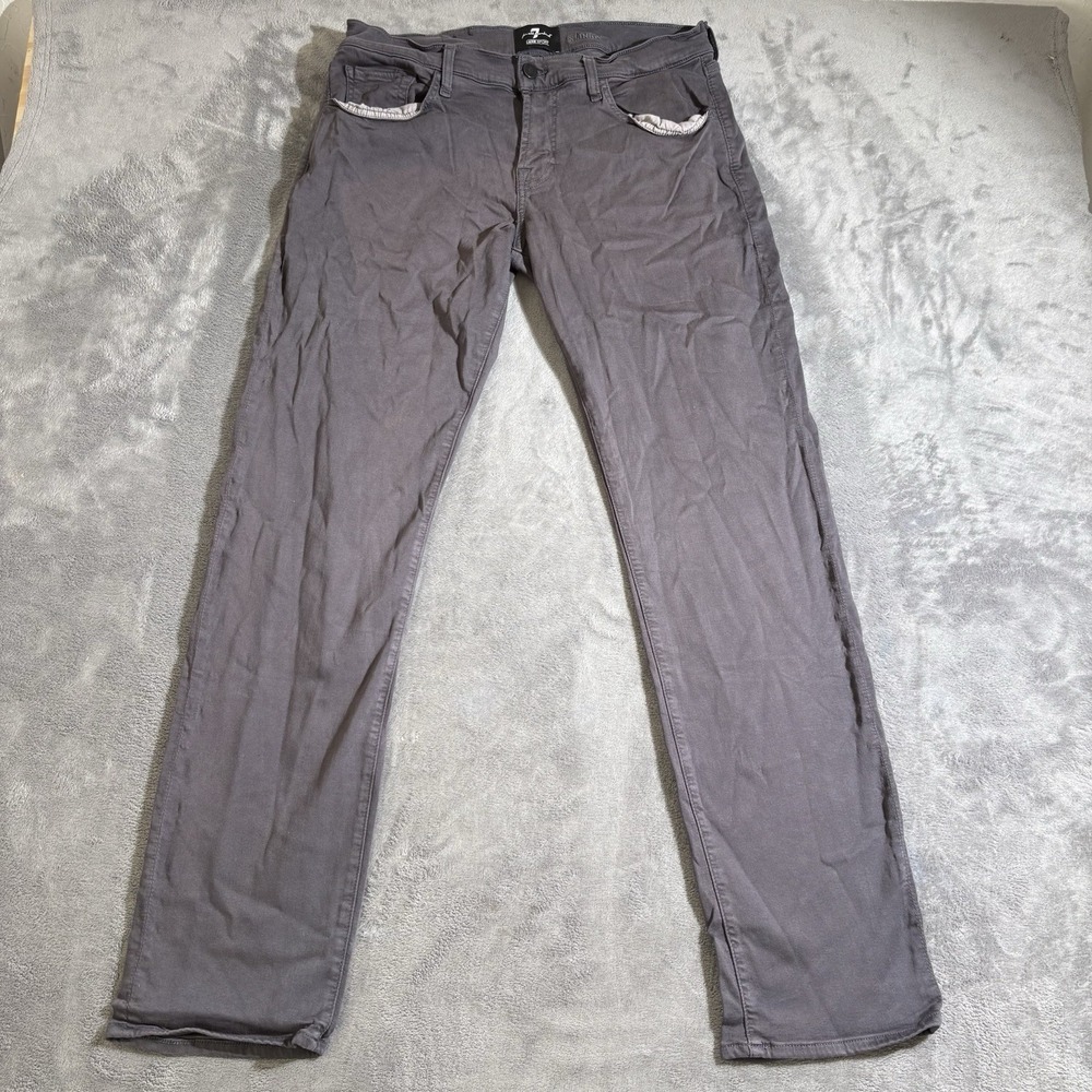 7 For All Mankind Mens 34 Jeans Slimmy Slim Straight Casual Grey Denim Classic
